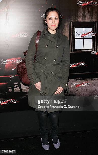 Actress Alison Paradis poses as she arrives to attend the "Sweeney Todd" premiere on January 16, 2008 in Paris, France.