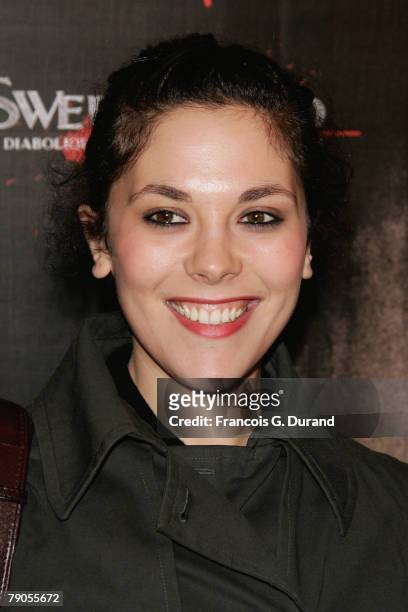 Actress Alison Paradis poses as she arrives to attend the "Sweeney Todd" premiere on January 16, 2008 in Paris, France.