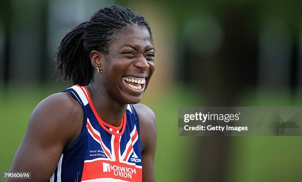 Christine Ohuruogu looks on during the Norwich Union GB Team preparation camp at the High Performance Institute of Sport on January 17, 2008 in...