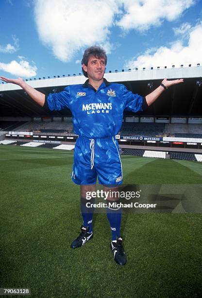 Newcastle United manager Kevin Keegan in the team's strip at St James' Park, Newcastle during the 1993-94 season.