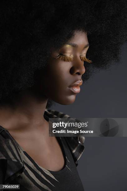 portrait of a young woman - afro wig stock pictures, royalty-free photos & images