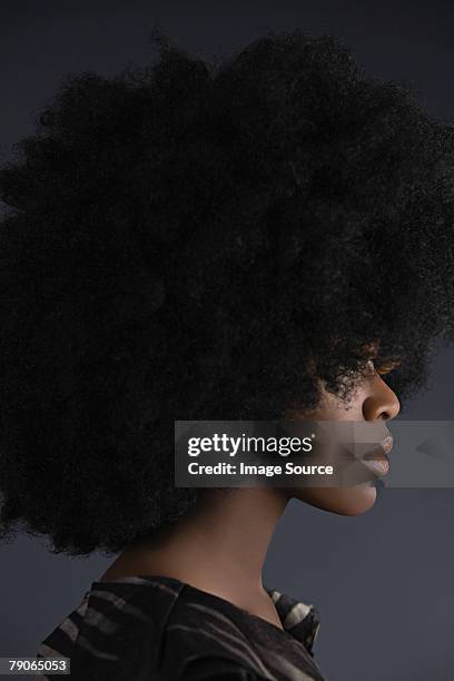 portrait of a young woman - afro wig stock pictures, royalty-free photos & images