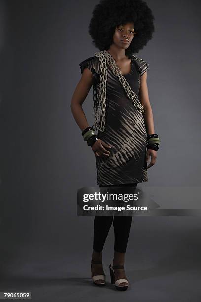 portrait of a young woman - afro wig stock pictures, royalty-free photos & images