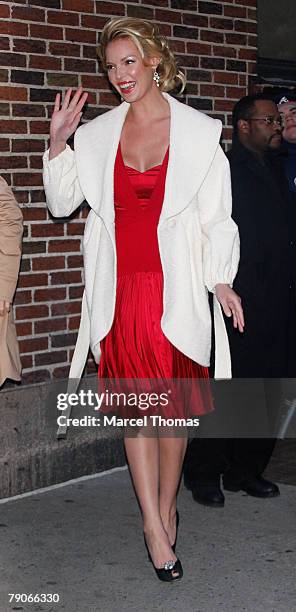 Actress Katherine Hiegl visits "Late Show With David Letterman" at the Ed Sullivan theater on January 16, 2008 in New YorkCity, New York