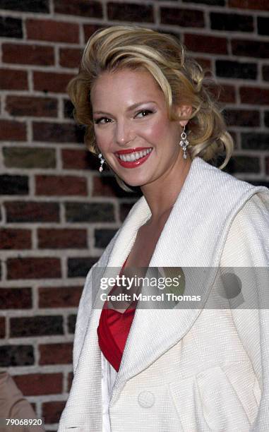 Actress Katherine Hiegl visits "Late Show With David Letterman" at the Ed Sullivan theater on January 16, 2008 in New YorkCity, New York