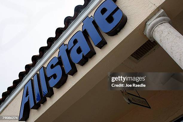 An Allstate insurance company sign is seen outside one of its stores January 17, 2008 in Miami, Florida. Florida regulators are suspending Allstate's...