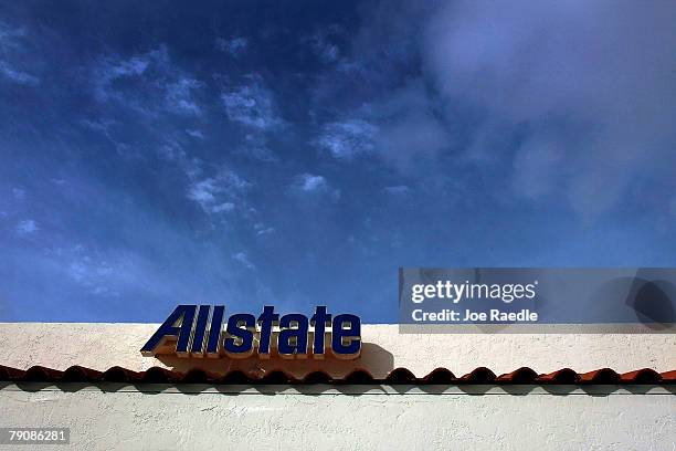 An Allstate insurance company sign is seen outside one of its stores January 17, 2008 in Miami, Florida. Florida regulators are suspending Allstate's...
