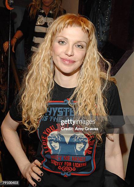 Musician Courtney Love attends the Hysteric Glamour Party at the Tracey Ross Boutique on January 17, 2008 in West Hollywood, California.