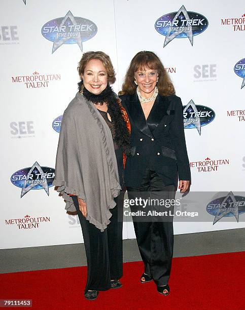 Actress Arlene Martel and actress Tanya Lemani arrives at Star Trek: The Tour Opening Night Gala at the Queen Mary Dome on January 17, 2008 in Long...