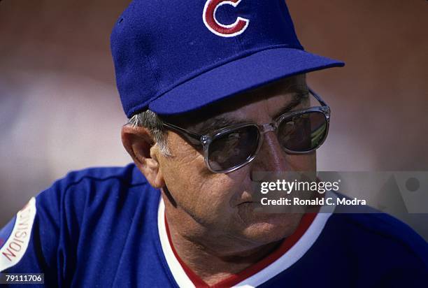 Manager Jim Frey of the Chicago Cubs prior to Game 4 of the 1984 National League Championship Series against the San Diego Padres on October 6, 1984...