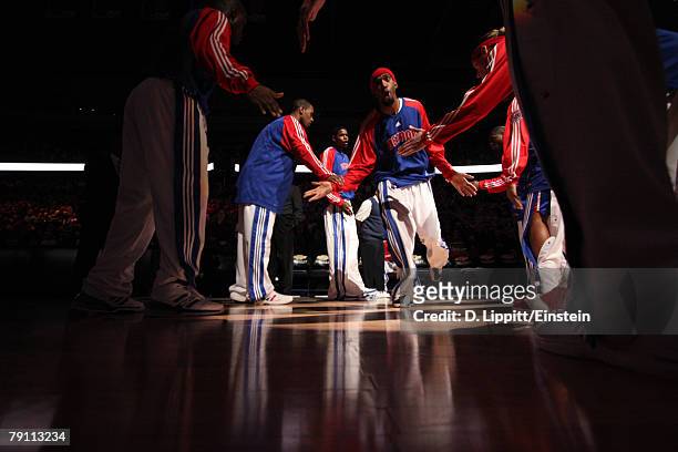 Richard Hamilton of the Detroit Pistons being introduced before a game against the Sacramento Kings on January 18, 2008 at the Palace of Auburn Hills...