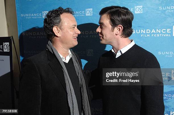 Actors Tom Hanks and Colin Hanks attend "The Great Buck Howard" After Party at Pierpont Place during the 2008 Sundance Film Festival on January 18,...