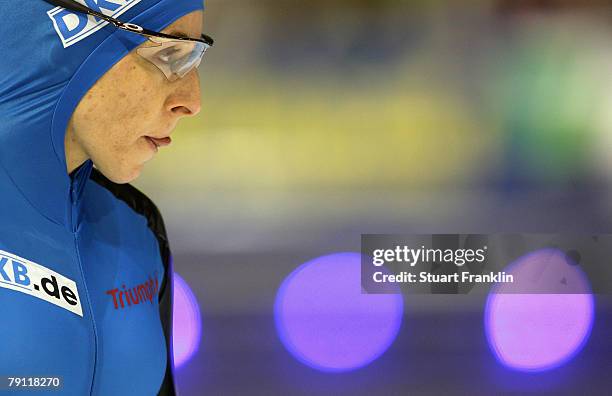 Anni Friesinger of Germany at the start of the ladies 1000m race during the first day of the World sprint speed skating Championships on January 19,...