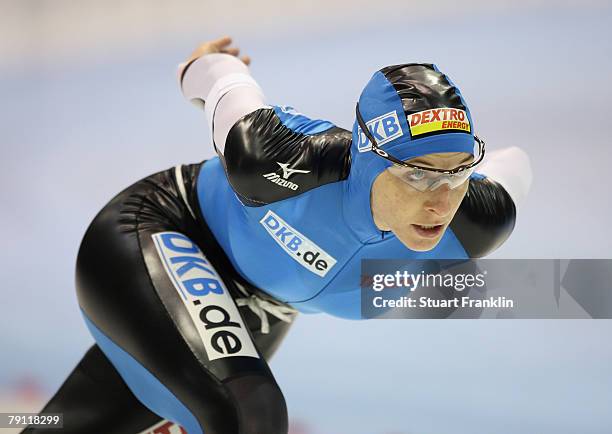 Anni Friesinger of Germany in action during the ladies 1000m race during the first day of the World sprint speed skating Championships on January 19,...