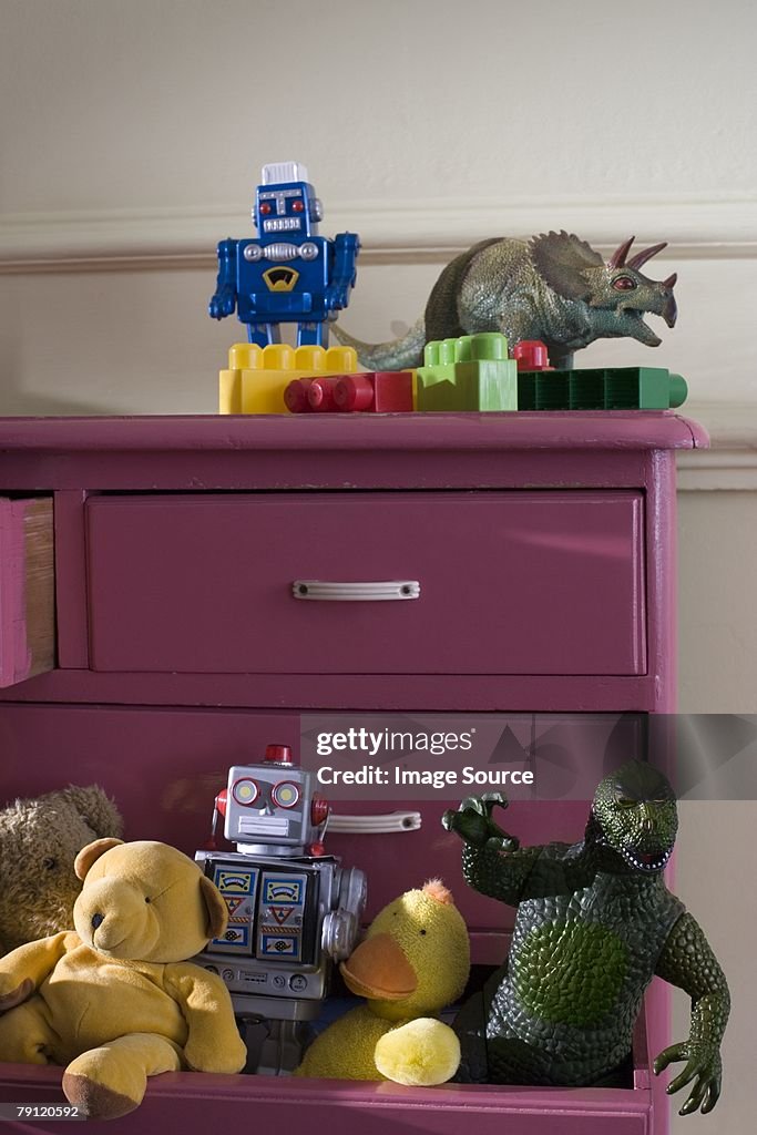 Toys in a dresser