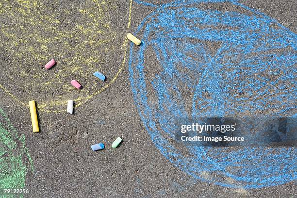 chalk drawings on a floor - school yard stock pictures, royalty-free photos & images