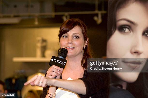 Danielle Monaro talks to fans waiting at the appearance of One Tree Hill cast members Sophia Bush and Danielle Zuniga at Macy's Herald Square on...