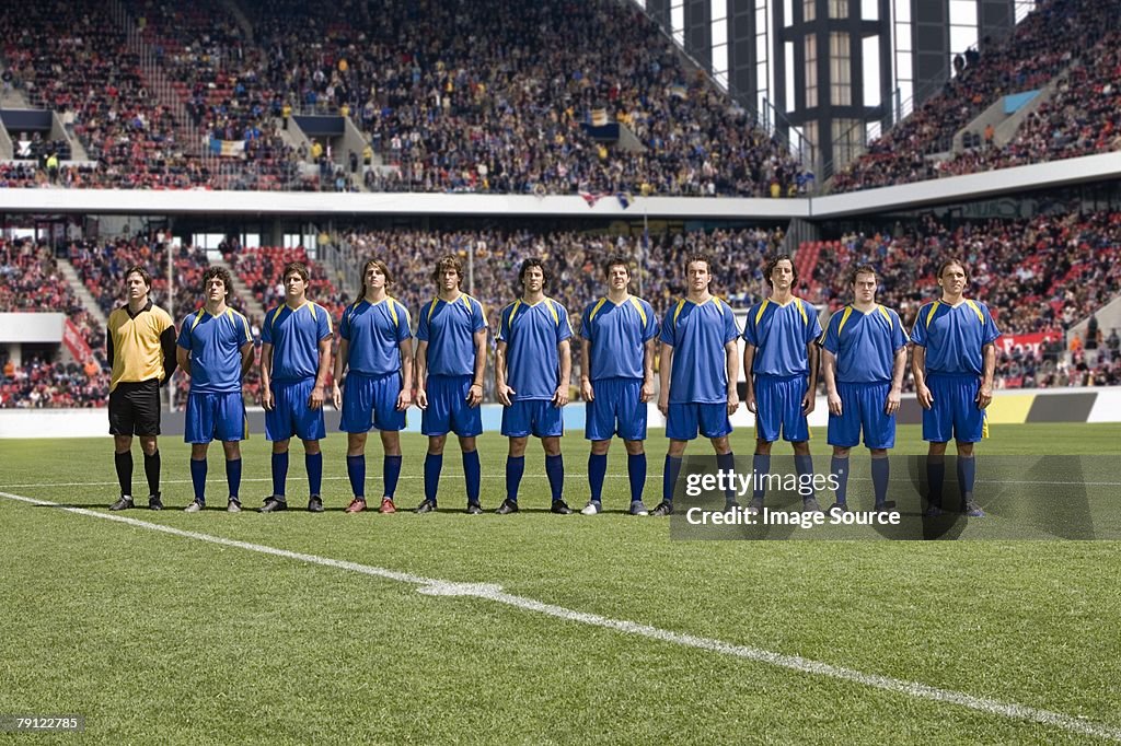 Footballers in a row