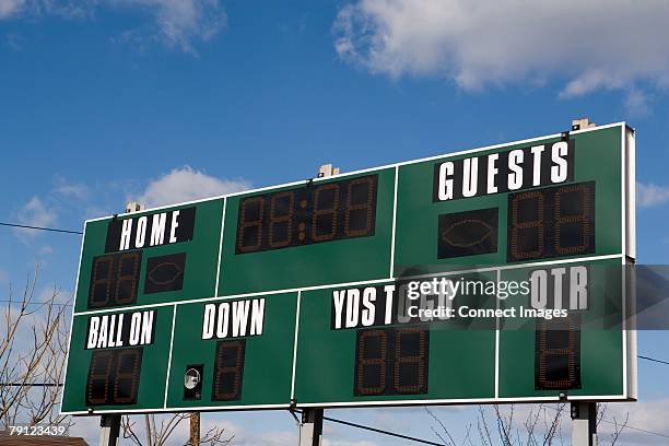 american football scoreboard - tableau des scores photos et images de collection