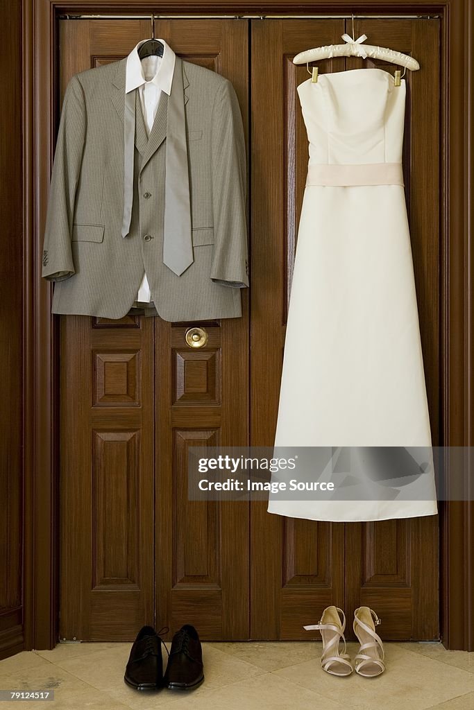 Wedding dress and suit