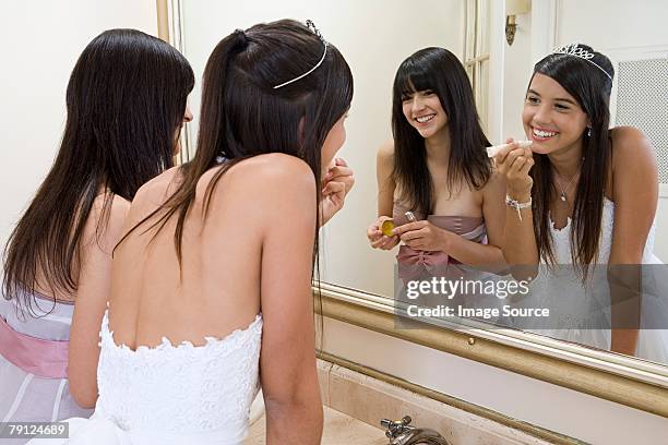 girls getting ready for party - quinceanera party stock pictures, royalty-free photos & images
