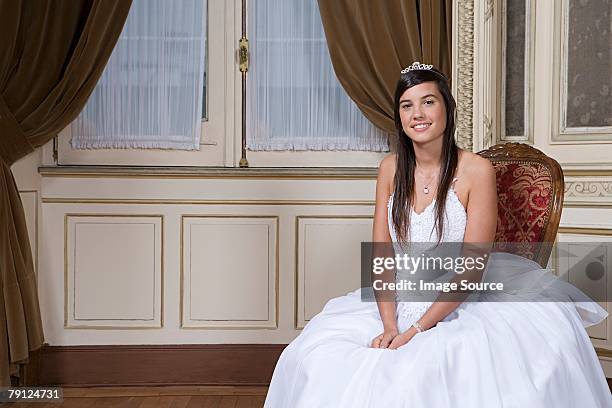 portrait of girl in quinceanera dress - quinceanera party stock pictures, royalty-free photos & images
