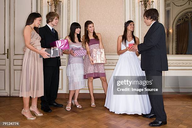 quinceanera and friends - quinceanera party stock pictures, royalty-free photos & images