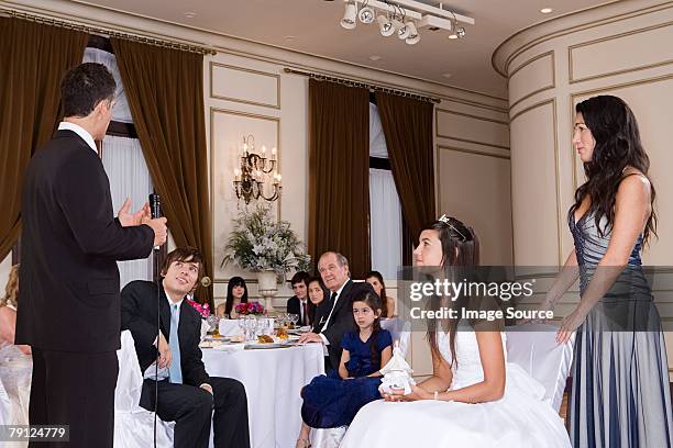 father making speech at daughters quinceanera - quinceanera party stock pictures, royalty-free photos & images