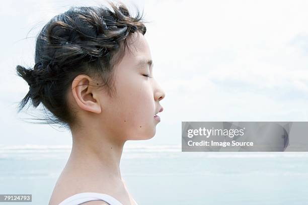 girl with eyes closed - child eyes closed stock pictures, royalty-free photos & images