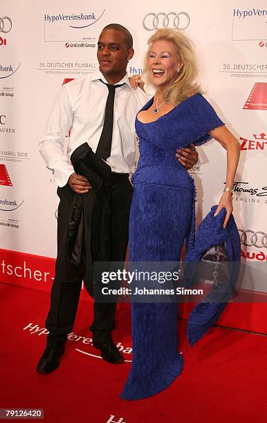 Birgit Bergen and Pierre Blackwood arrive for the German film ball at Hotel Bayerischer Hof January 19, 2008 in Munich, Germany.
