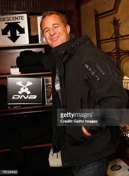 Surfer Sunny Abberton poses with the Descente display at the Gibson Guitar celebrity hospitality lounge held at the Miners Club during the 2008...