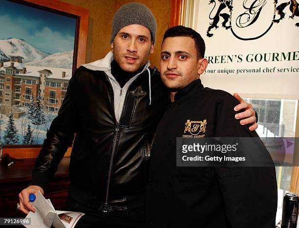 Designer Mark Ecko poses with chef Josh Green at the Gibson Guitar celebrity hospitality lounge held at the Miners Club during the 2008 Sundance Film...