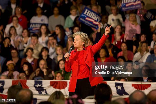 Democratic presidential hopeful Sen. Hillary Clinton speaks at a town hall meeting following the Nevada caucus at McCluer North High School January...