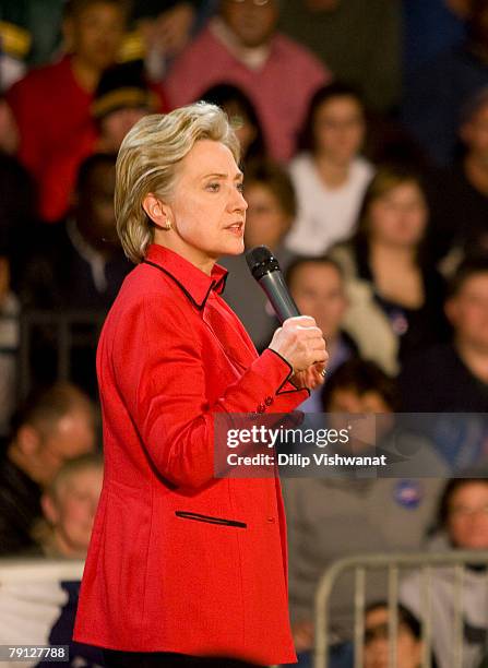 Democratic presidential hopeful Sen. Hillary Clinton speaks at a town hall meeting following the Nevada caucus at McCluer North High School January...