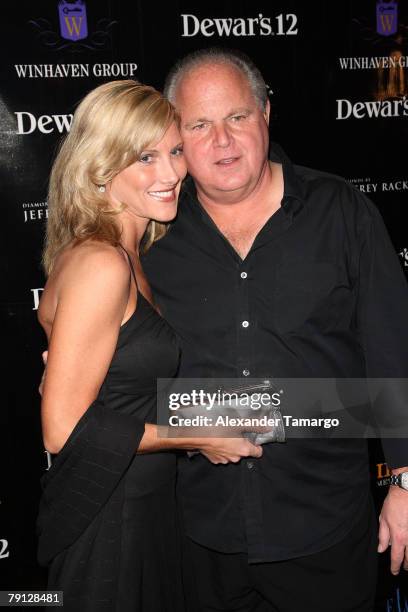 Kathryn Rogers and Rush Limbaugh arrive at the Ritz-Carlton South Beach to attend the 2008 All Star Gala and Party to benefit the AROD Family...