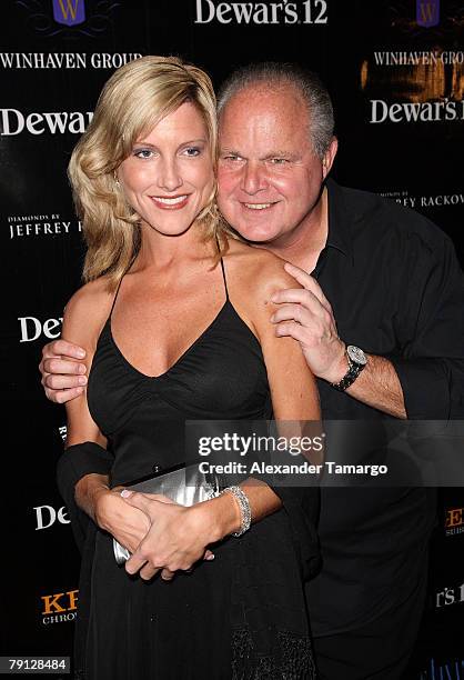 Kathryn Rogers and Rush Limbaugh arrive at the Ritz-Carlton South Beach to attend the 2008 All Star Gala and Party to benefit the AROD Family...