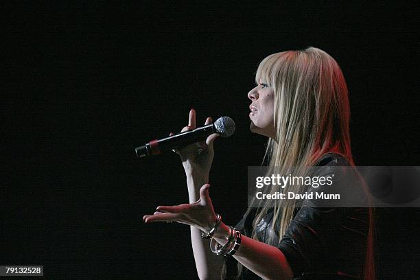 Liz McClarnon of Atomic Kitten performs at The Liverpool Echo Arena on January 19, 2008 in Liverpool, England.