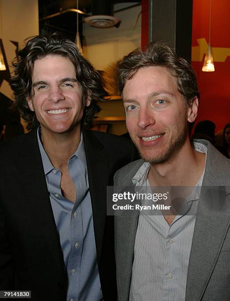 Writer and director Alex Timbers and composer and lyricist Michael Friedman attend the opening night party for the World Premiere of Emo Rock Musical...