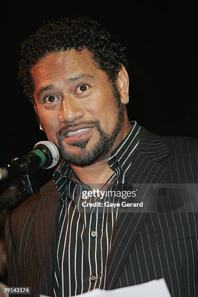 Jay Laga'aia accepts the award for Best Kids Show during the 2007 Sydney Theatre Awards at the Paddington RSL on January 21, 2008 in Sydney,...