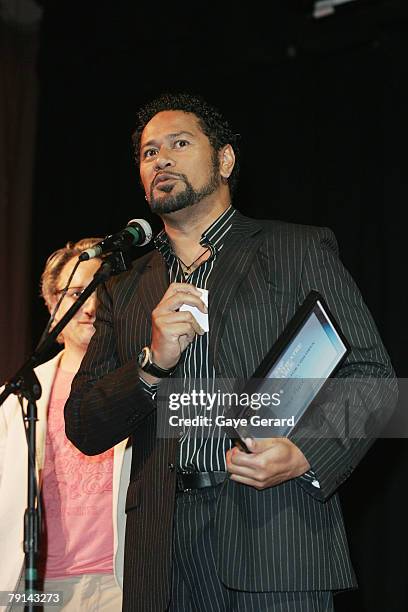 Jay Laga'aia accepts the award for Best Kids Show during the 2007 Sydney Theatre Awards at the Paddington RSL on January 21, 2008 in Sydney,...