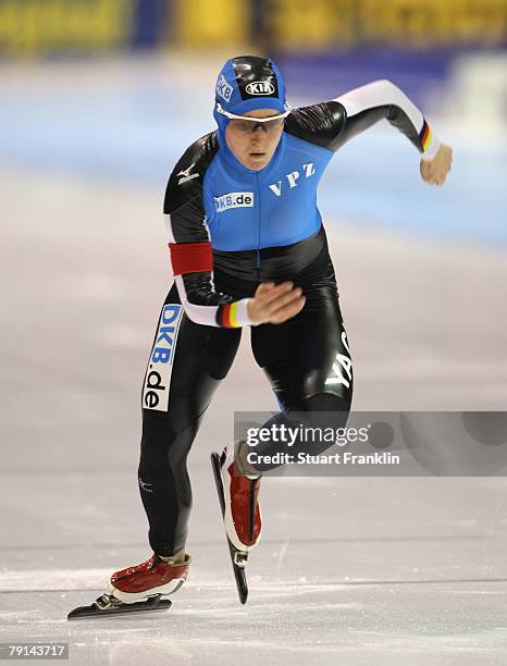 Heike Hartmann of Germany in action during the ladies 1000m race during the first day of the World sprint speed skating Championships on January 19,...