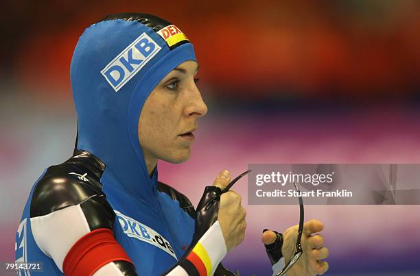 Anni Friesinger of Germany during the first day of the World sprint speed skating Championships on January 19, 2008 in Heerenveen, Netherlands.