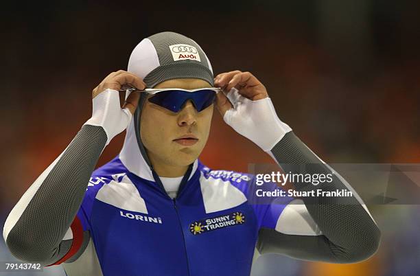 Pekka Koskela of Finland during the mens 1000m race during the first day of the World sprint speed skating Championships on January 19, 2008 in...