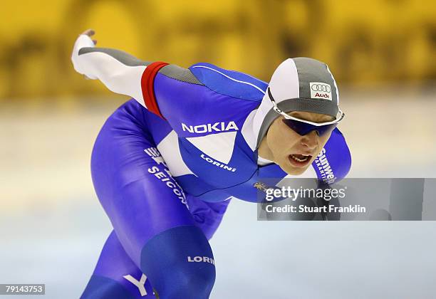 Pekka Koskela of Finland during the mens 1000m race during the first day of the World sprint speed skating Championships on January 19, 2008 in...