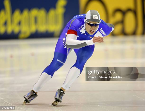 Pekka Koskela of Finland during the mens 1000m race during the first day of the World sprint speed skating Championships on January 19, 2008 in...