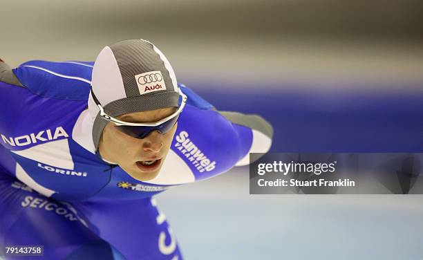 Pekka Koskela of Finland during the mens 1000m race during the first day of the World sprint speed skating Championships on January 19, 2008 in...