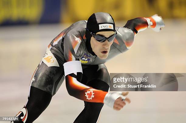 Jeremy Witherspoon of Canada in action during the mens 1000m race during the first day of the World sprint speed skating Championships on January 19,...