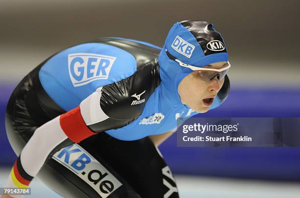 Heike Hartmann of Germany in action during the ladies 1000m race during the first day of the World sprint speed skating Championships on January 19,...