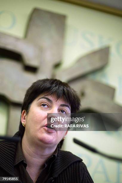 The Basque Lands' Communist Party EHAK-PCTV representative, Nekane Erauskin gives a press conference on their possible illegal status, 21 January...
