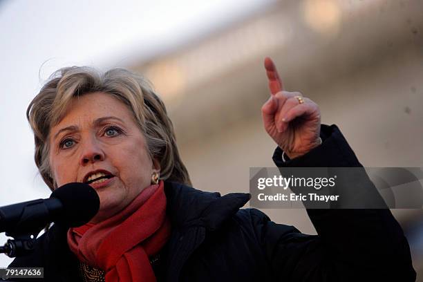 Presidential candidate U.S. Senator Hillary Clinton speaks during a Martin Luther King Day rally at the state capitol January 21, 2008 in Columbia,...